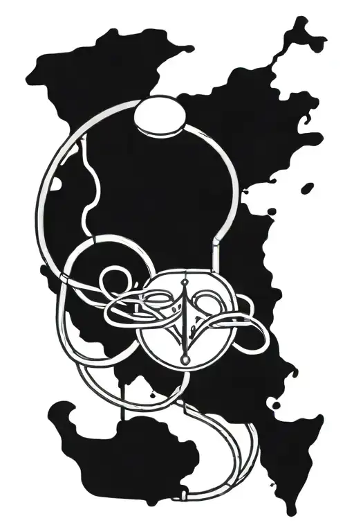 Musical Stethoscope Intertwined With A Heartbeat Line