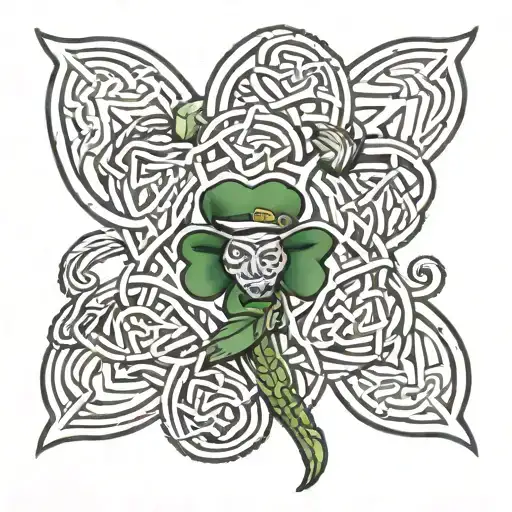 A Celtic Knot Incorporating The Boston Celtics Logo And Leprechaun Leaves