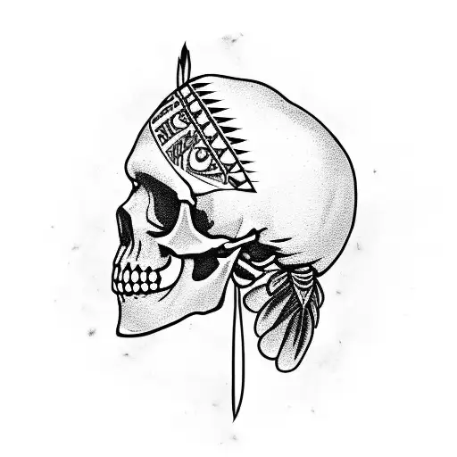 Native American Skull With Latin Phrase Oderint Dum Metuant