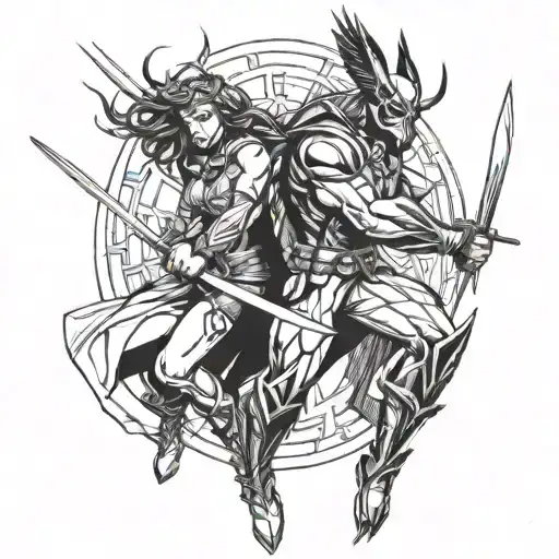 Valkyrie And Wolverine