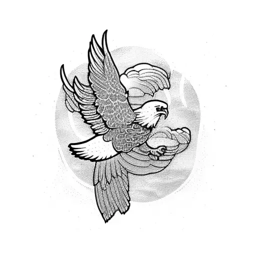 Parachute Descending In The Shape Of An Eagle