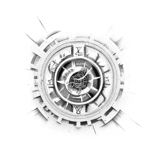 Ripped Skin Exposing Gears Of A Time Clock