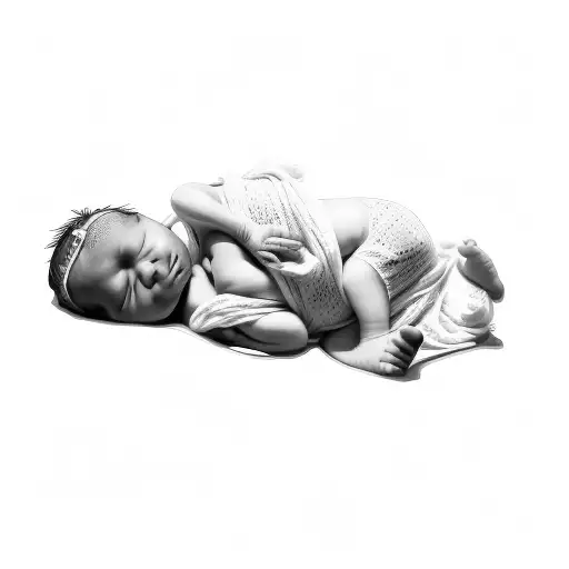 A Newborn Baby Sleeping On A Black Background
