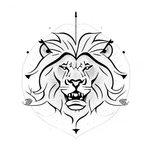A Texas-inspired Lion With A Spear In Its Mouth