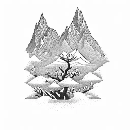 A Majestic Mountain Range With Wildflowers Blooming At The Base