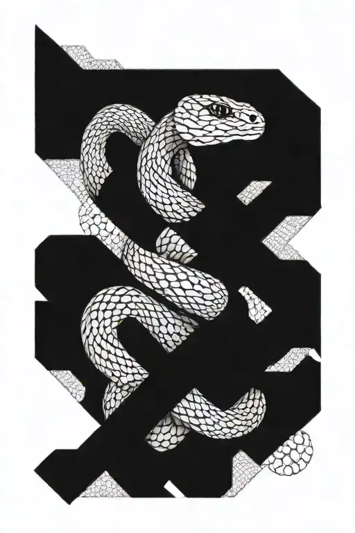 Snake With Scales With A Pattern Resembling Dna Double Helix Intertwined In The Forearm