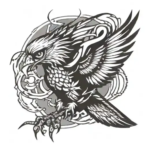 A Fierce Hawk And Lightning Bolt Intertwined In A Dynamic Design