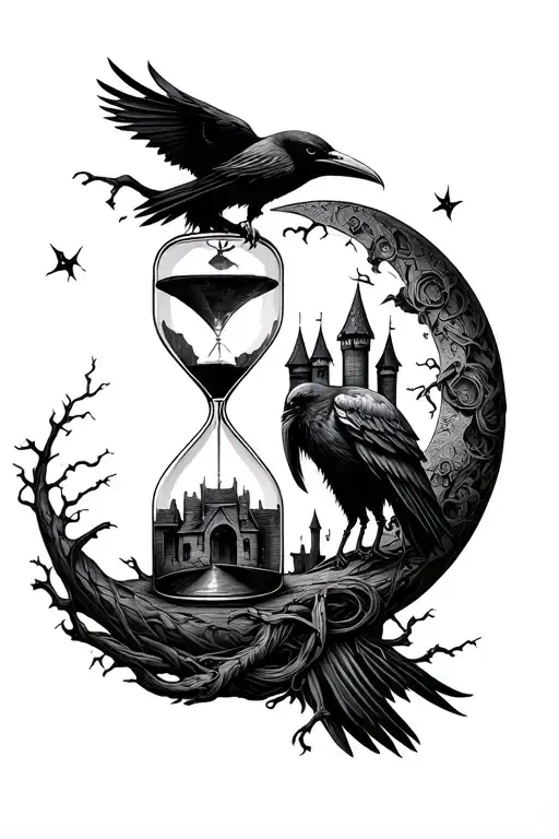 Raven Castle Moon Hourglass Intertwined