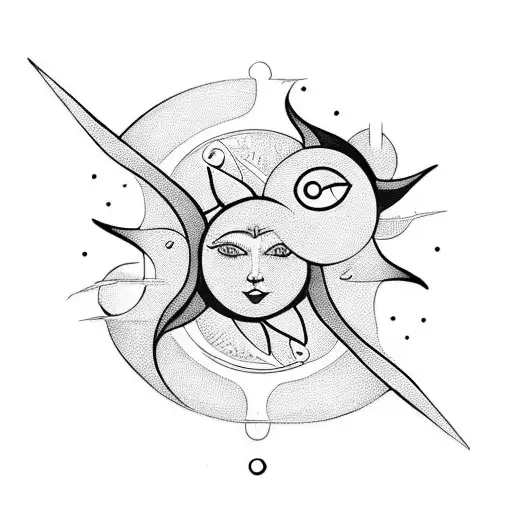 A Sun And Moon Design Forming A Dancer's Silhouette
