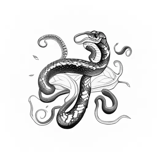 Snake In Leaves Wild Berries