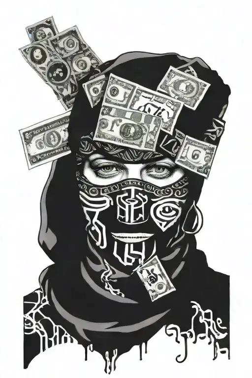 Face With Balaclava Money And Letters