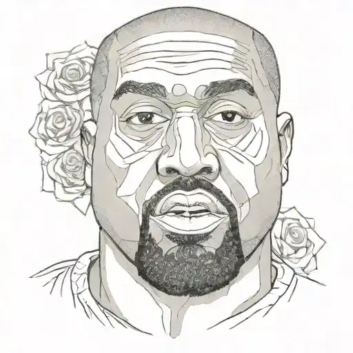 Kanye West Album Black And White Drawing Style