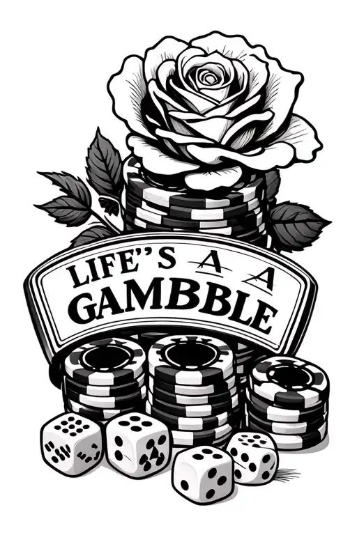 Life's A Gamble Casino Chips Cards Dice With A Rose