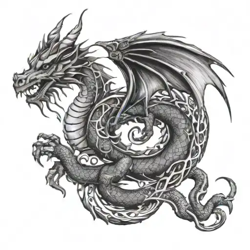Dragon With Last Name Intertwined