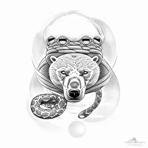 Polar Bear With Sun And Snake