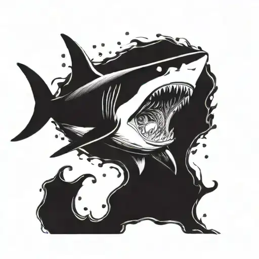 A Terrifying Shark Emerging From The Depths Of The Ocean