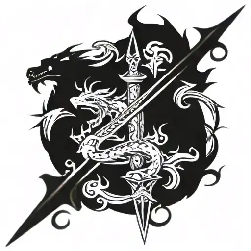 Sword With 2 Dragons On Each Side