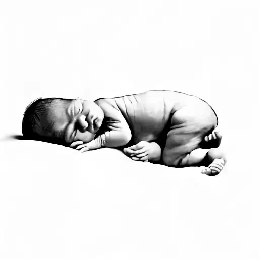 A Newborn Baby Sleeping On A Black Background