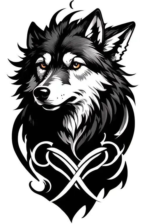 Wolf Head And A Gemini Sign Incorporated