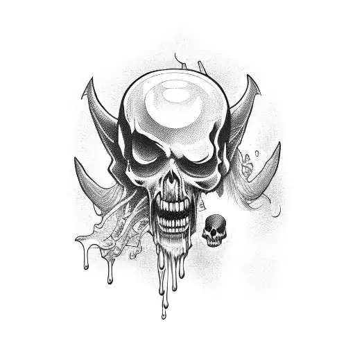 Demon With Dripping Skull In Hand