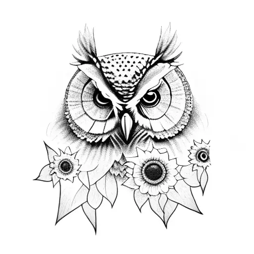 Owl Mixed With Sunflower