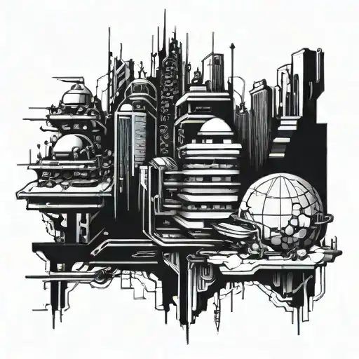 A Futuristic Cyberpunk Cityscape With Hidden Gaming References Intertwined Throughout The Design