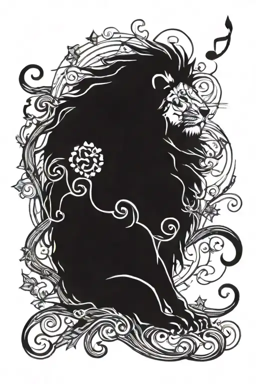 Lion On The Tree And Music