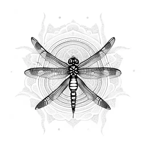 A Dragonfly Surrounded By Indian Art Patterns