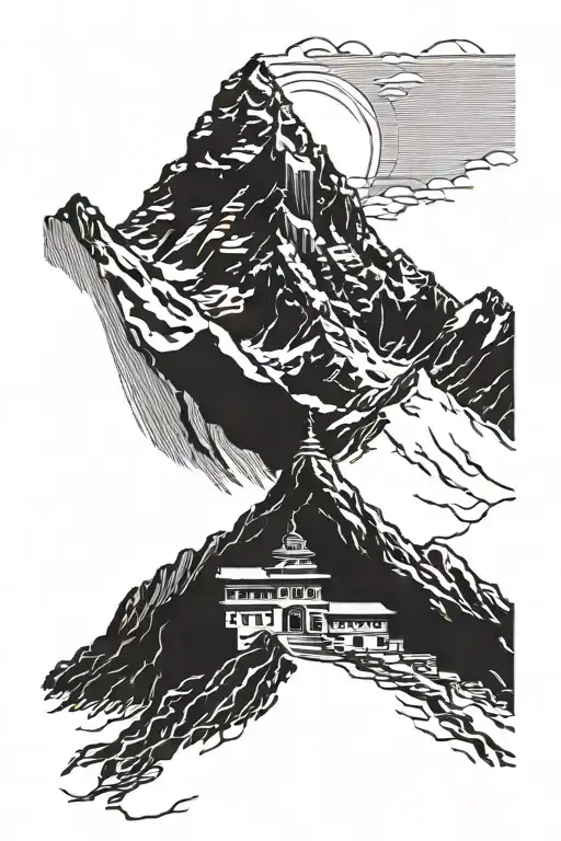 Kedarnath Temple With Mount Kailash Mountain