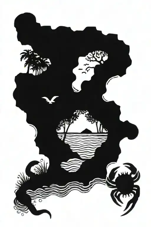 Ocean Waves With Crabs Coming Out And Along A Beach Past A Huntress Point A Bow Into The Jungle