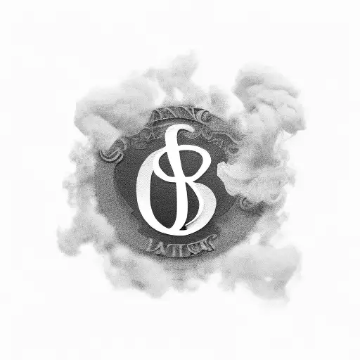 A Blackwork Tattoo Of A Stack Of Money With Smoke Rising From It