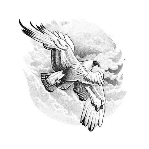 A Majestic Eagle Soaring Through A Vibrant Sunset Sky