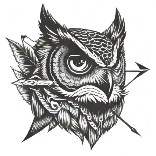 Owl Face With Arrow Behind