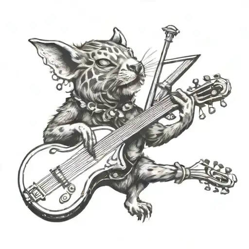 Gravure Animal Playing Instrument