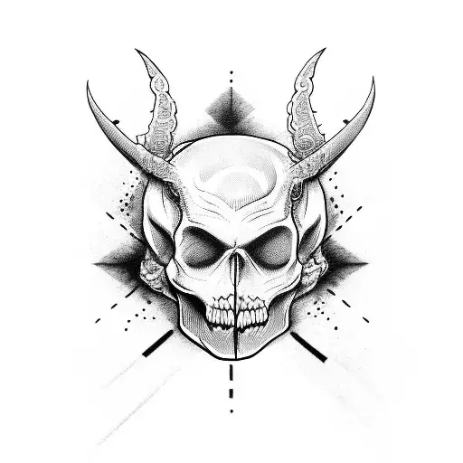 Demon Holding Dripping Skull