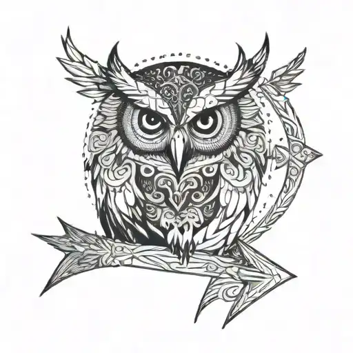 Coruja With Arrow Dividing It In Half