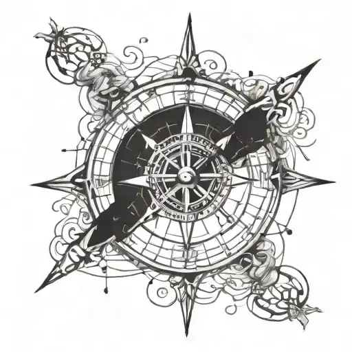 Minumilstic Sailors Compass With Knots Weaving Elements Like