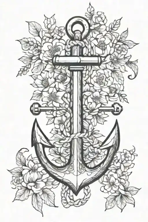 An Anchor Intertwined With Connecticut State Flowers