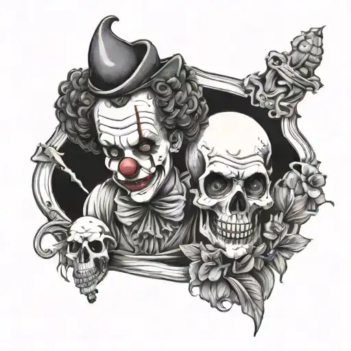 Clown With Cemetery In The Background And Souls Around