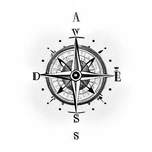 A Compass Surrounded By Football Balls