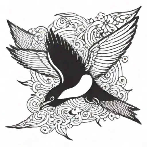 Swallow Bird Flying Over Sea