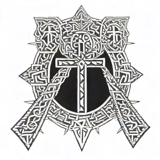 An Intricate Ankh Symbol Intertwined With Egyptian Hieroglyphics Representing Strength And Power