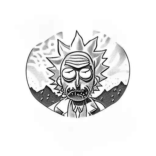 Rick And Morty Riding A Motorcycle Through A Psychedelic Landscape