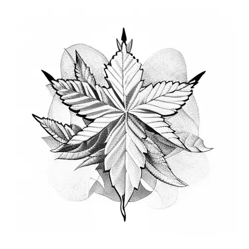 Marijuana Leaf Intertwined With Musical Instruments