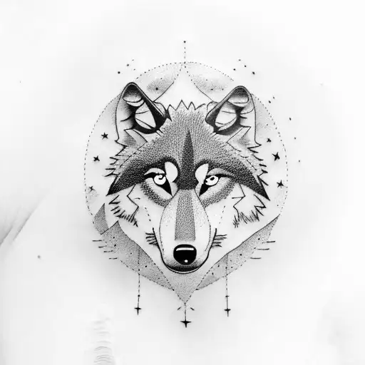 Wolf Night Sky Moon Comet