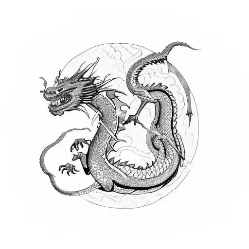 Dragon Coiled Around A Majestic Mountain Peak