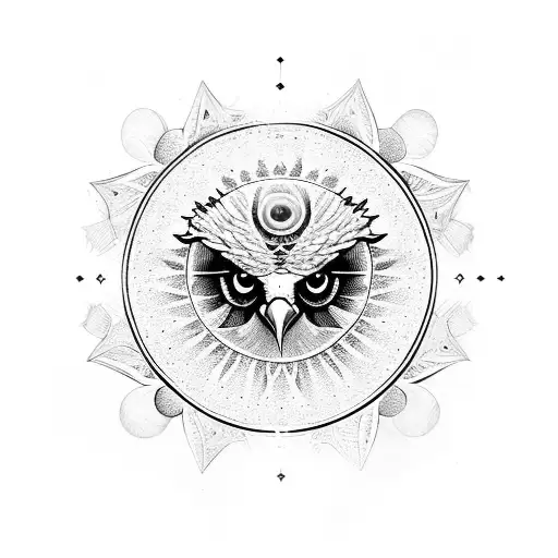 Eagle With All Seeing Eye And Skull With Roses