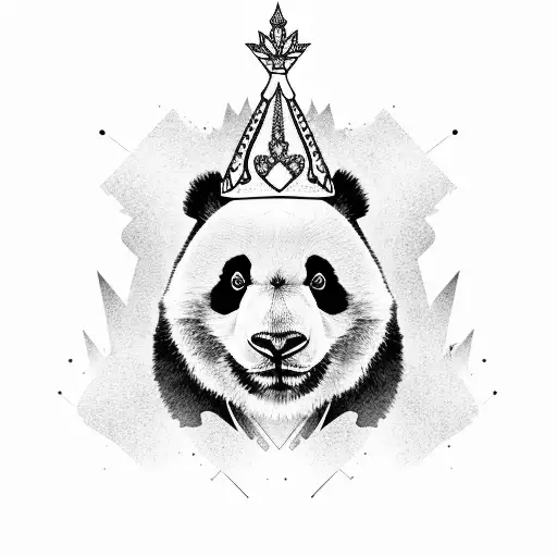 Panda Head Wearing A Crown