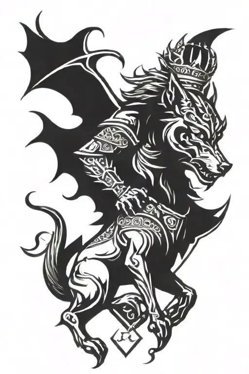 Knights Gauntlet Wolf Crest Heraldry Crown Wings