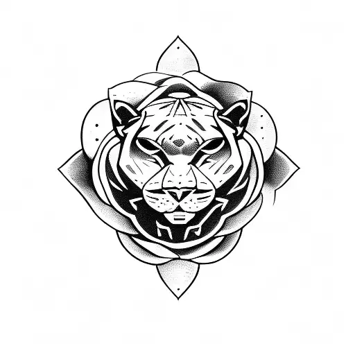 Panther With Rose And Gun Sight